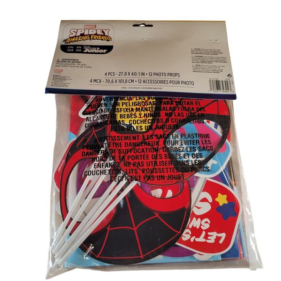 Marvel Spidey and Friends Scene Setter with 12 Photo Props Kit Disney Birthday - Picture 5 of 8